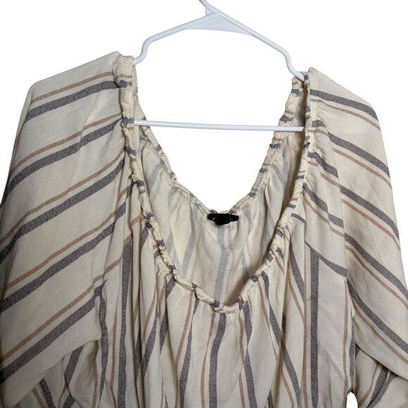 Torrid Blouse Women's 3 Striped Cropped Off The Shoulder Boho Casual Top - Picture 2 of 11